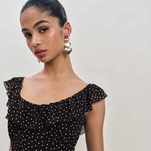 NWT Reformation Tripoli Dress US6 Selene Black Polka Dot